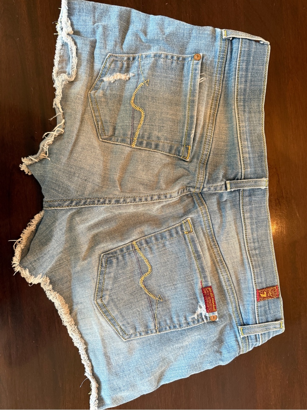 7 For All Mankind Light Blue Distressed Denim Cutoff Shorts